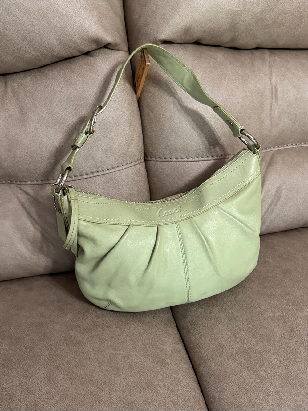Authentic Coach Soho Green Leather Hobo Bag F13730